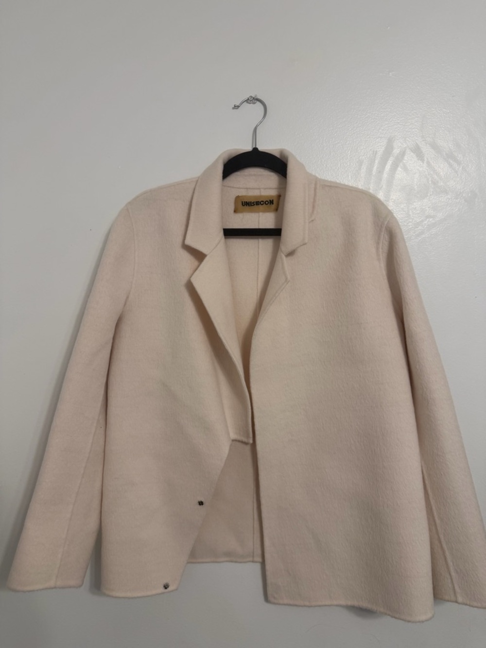 Unisex01 Cream Wool Blend Open-Front Jacket